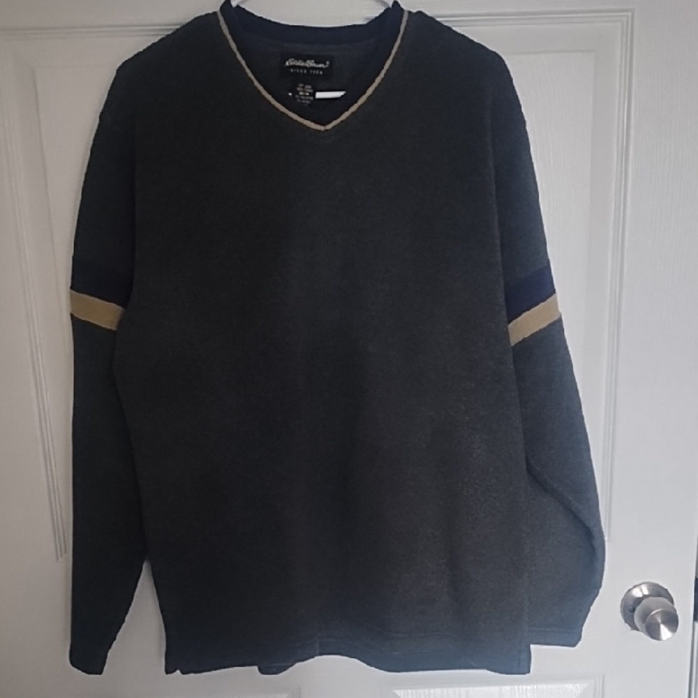 Eddie Bauer Men's Gray Fleece Pullover Crewneck